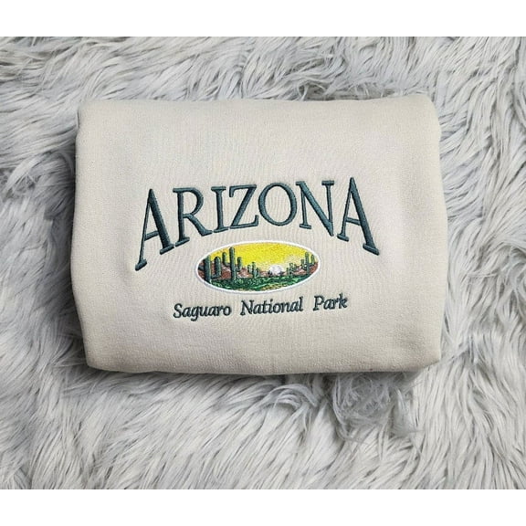 Arizona National Park Saguaro Embroidered Crewneck