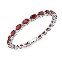 Belinda 6 x 4 mm Oval Cut 10.39 CTW Garnet Tennis Bracelet for Women, 7.25" Birthstone Tennis Bracelet with Box Tongue Clasp.