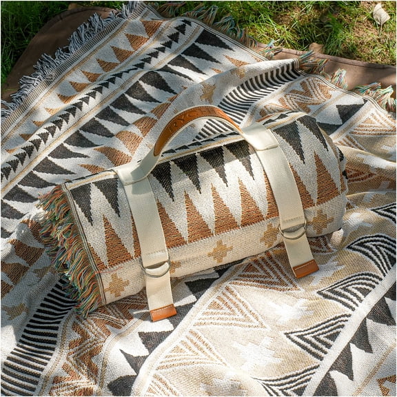 2 in 1 Extra Large Boho Beach Blanket Towel Giant Woven Outdoor Picnic Mat Camping Gear Cruise Essential 2025 Summer Vacation Must Have Airplane Travel Accessories Costa Rica Bahamas Hawaii Trip