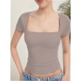 thumbnail image 3 of Women's short Sleeve Short Sleeve Tops Square Neck T Shirts Fitted Basic Tee, 3 of 5