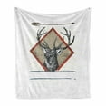 thumbnail image 1 of Deer Hunting Soft Flannel Fleece Throw Blanket, Hipster Wild Animal Antler Print on Plain Background, Cozy Plush for Indoor and Outdoor Use, 50" x 60", Burnt Sienna Pale Sepia, by Ambesonne, 1 of 5