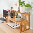 thumbnail image 3 of MyGift Tabletop Natural Bamboo Plant Stand, 2 Tier Desktop Shelf Rack, 3 of 6