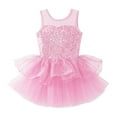 thumbnail image 3 of Aislor Fille Enfant Robe Justaucorps Sans Manches Scintillante avec Strass Ballet Danse Tulle en Maille Jupe Tutu Rose 8, 3 of 7