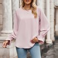 thumbnail image 2 of BLVB Tunic Tops for Women Crew Neck Long Sleeve Spring Fall Shirts Solid Casual Loose Fit Ladies Dressy Blouses, 2 of 8