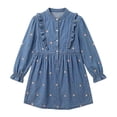 thumbnail image 4 of Atogsazn Toddler Girls Denim Dress Kids Button Pleated Long Sleeve Dresses Dressy Casual Sundress Blue 11-12 Years Fashion, 4 of 8