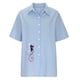 thumbnail image 2 of Gibobby Playera de Manga Corta con Cuello Redondo Algodón Casual Suelto Personalidad Impreso Solapa Botón Manga Corta(Azul,CH), 2 of 4
