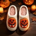 thumbnail image 2 of Shadoumai Halloween Slippers for Women Men Fall Preppy Cute Slippers Retro Plush Warm Fluffy Footwear, 2 of 8