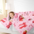 thumbnail image 6 of Erosebridal Pink Strawberry Bow Queen Comforter Set for Girls, Cute Strawberry Ribbon Bedding Comforter Set, Pink Reversible, 3 Pieces, 6 of 6