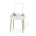 thumbnail image 3 of Jennie Vanity Set with Stool and Mirror Dressing Table Makeup Vanity Table with Drawer Cushioned Stool Set White, 3 of 6