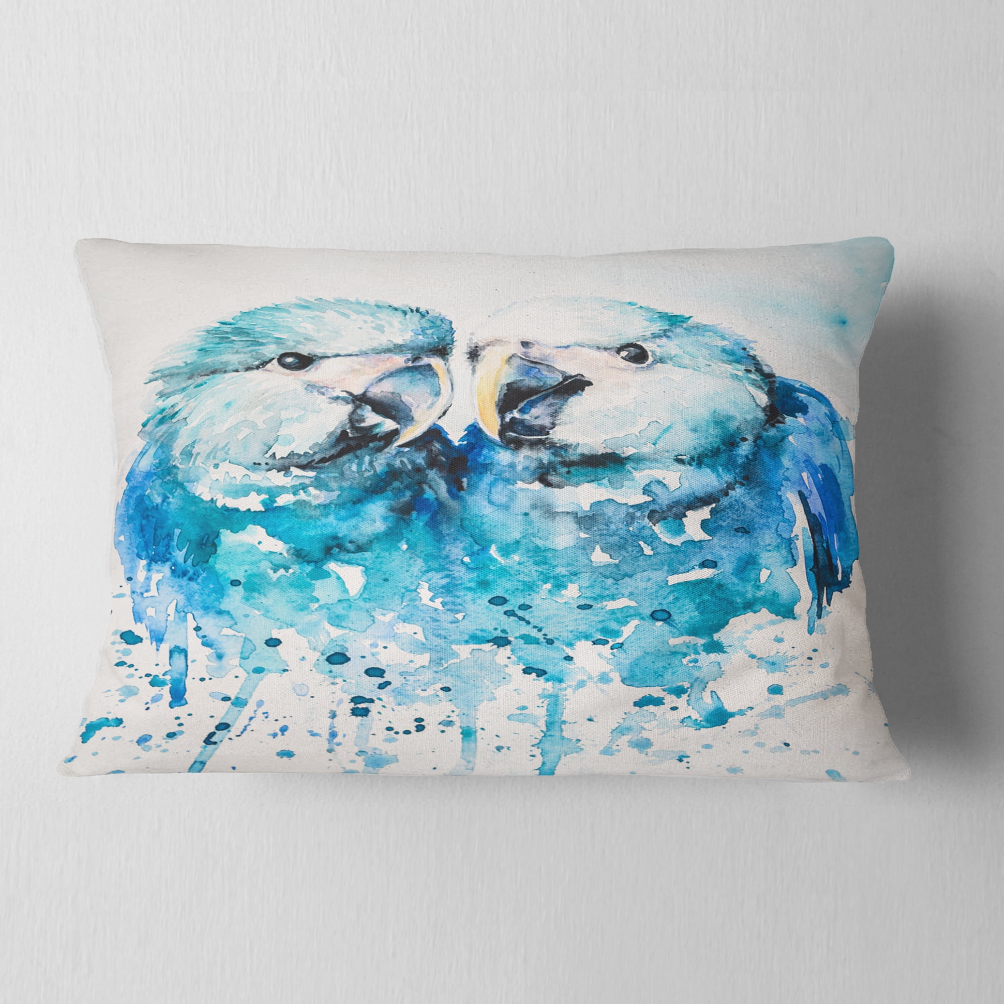 Designart Spix s Macaw Watercolor - Abstract Throw Pillow - 12x20