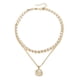 thumbnail image 1 of Multi Layer Shell Pearls Drop Necklace Modern Alloy Disc Design Neck Jewelry Gift For Her Birthday Anniversary, 1 of 4