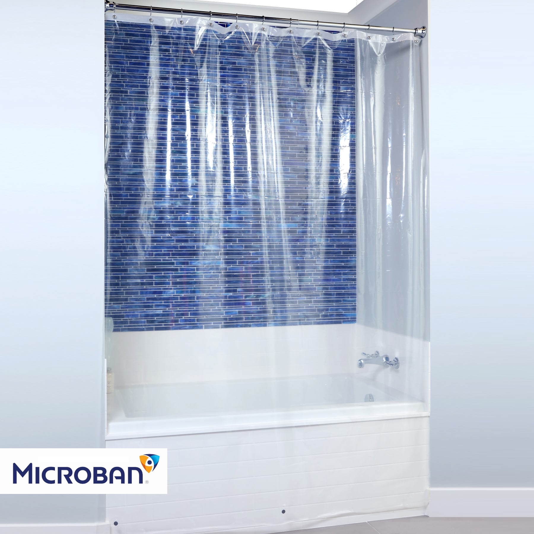 No Odor Heavy Duty PEVA Shower Curtain Liner for Bathroom Shower and Tub Chlorine Free 72 x 84 Arctic Blue Long Waterproof mDesign 2 Pack 3 Gauge 