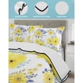 thumbnail image 3 of Quilt King Size Bedding Set, Yellow Watercolor Floral Reversible Summer Quilt 3 Pieces, Spring Flower Abstract Art Lightweight Bedspreads Coverlets with 2 Pillow Shams for All Seasons, 3 of 5