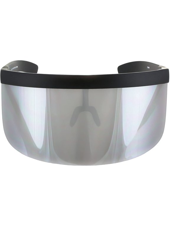 Futuristic Oversize Shield Visor Sunglasses Flat Top Mirrored Mono Lens 172mm