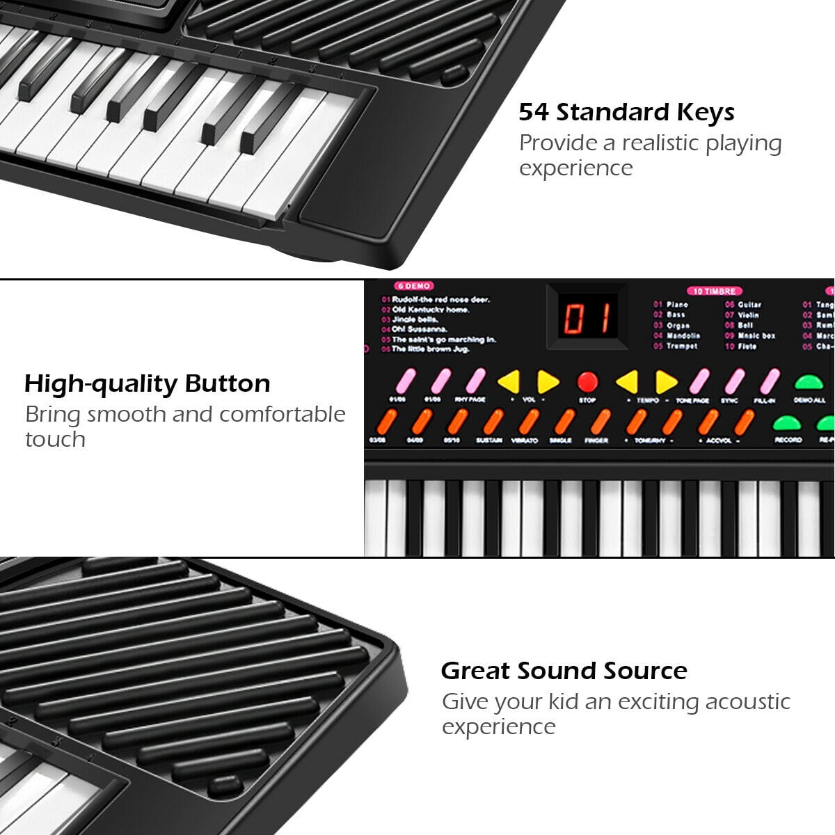 Costway 54 Keys  Electronic Music Keyboard Kid Piano Organ W/Mic & Adapter