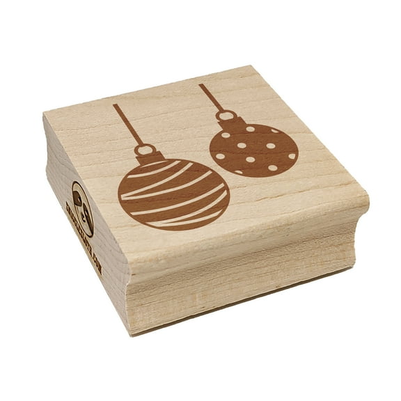 Round Holiday Christmas Ornaments Square Rubber Stamp Stamping Scrapbooking Crafting - Small 1.25in