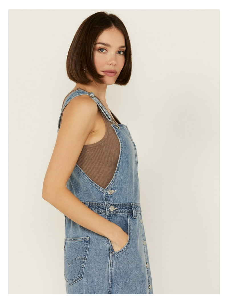 levis denim overall dress Levis Kids Toddler Girls 4T Denim Overall Dress Faux Fur Lining Adjustable Strap