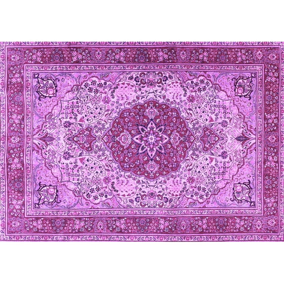 Ahgly Company Indoor Rectangle Medallion Purple Traditional Area Rugs, 6' x 9'