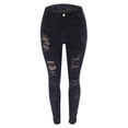 thumbnail image 4 of ZHOGXU Women's Distressed Jeans Solid Color Slim Fit Ankle-Length Stretch Comfortable Trendy Denim Pants Trousers For Casual Daily Wear,Black,M, 4 of 9