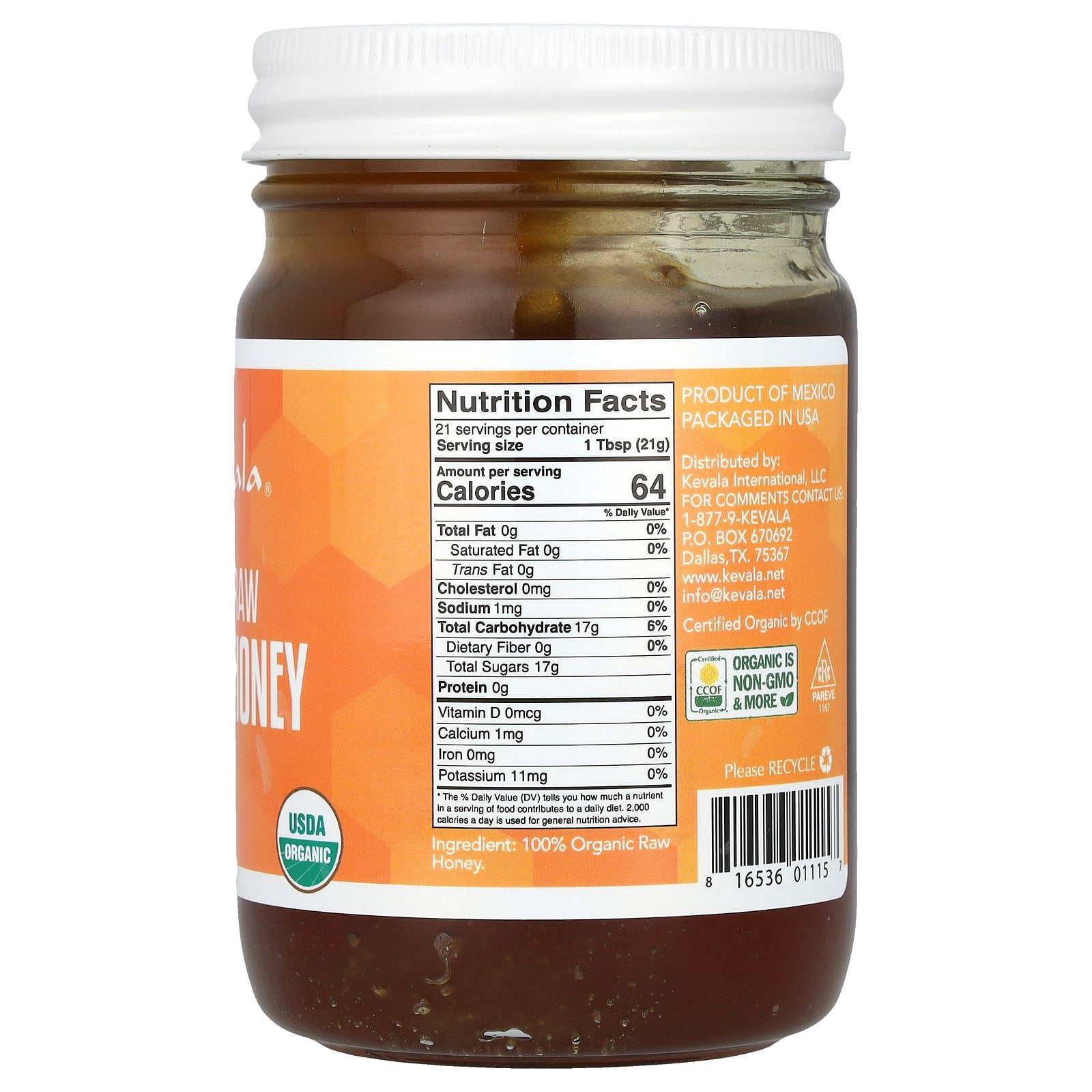 Kevala, Organic Raw Oaxaca Honey, 16 oz (454 g) (1 Pack) - Walmart.com