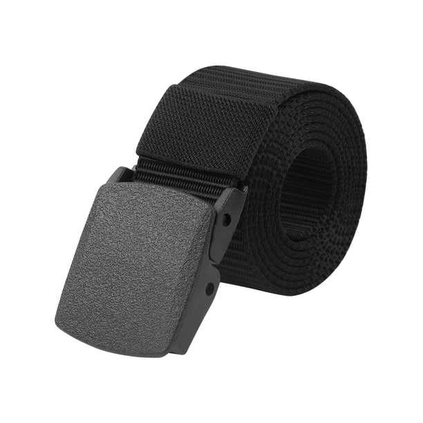 CINTURÓN UNISEX INSPIRE CHIC CINTURONES DE NYLON CANVAS PARA EXTERIORES CON HEBILLA DE PLÁSTICO TRANSPIRABLE PARA PANTALONES Y FALDAS 123x3.8cm/48.4x1.5" NEGRO