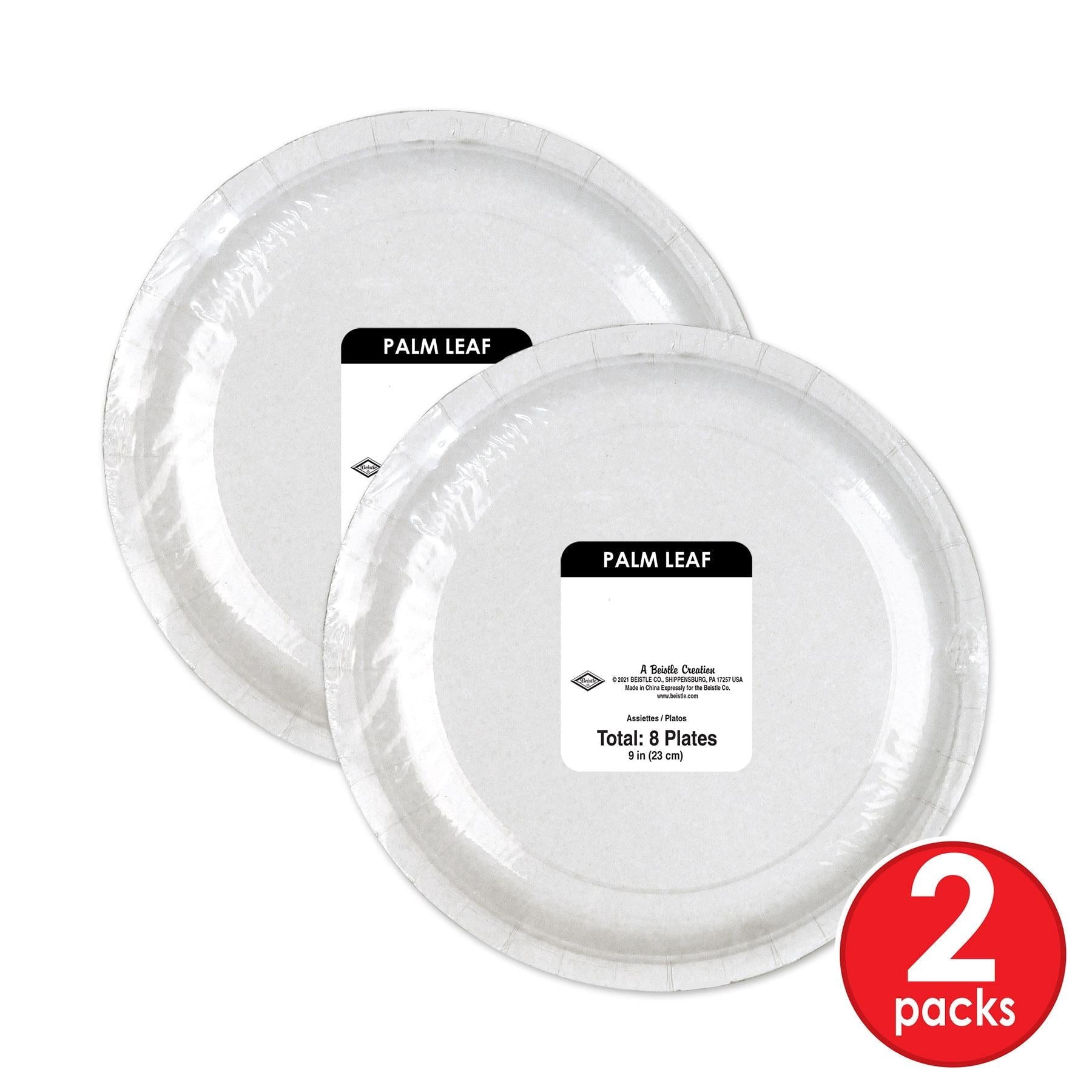 96 Pack Bulk Luau Party Palm Leaf Paper Plates 9 inch