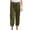 Army Green, variant on Women's Summer Cotton And Linen Solid Color Loose Straight Leg Pants With Pockets Side Slit Buttons Pants Navy M Women Beach Fashion