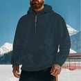thumbnail image 2 of Iugvhana Mens Polar Fleece Hoodies Warm Thicken Winter Classic Solid Long Sleeve Half Zip Up Pullover Hooded Sweatshirts Green S, 2 of 7