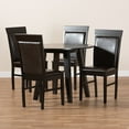 thumbnail image 3 of Baxton Studio Miya Modern and Contemporary Dark Brown Faux Leather Upholstered and Dark Brown Finished Wood 5-Piece Dining Set, 3 of 9