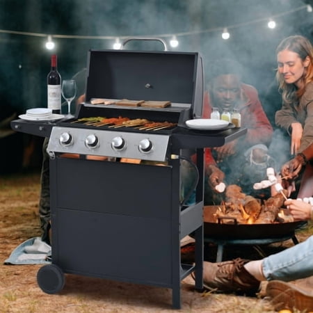 ACE-PATIO, 4 Burner Barbecue Grill Propane Grill Stainless Steel Gas Grill(Black)