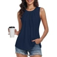 thumbnail image 5 of Women's Summer Tank Tops Pleated Round Neck Sleeveless Tops, 5 of 7
