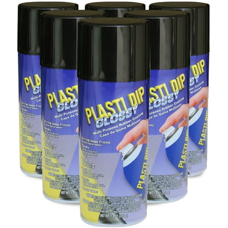 Plasti Dip Rubberized Glossy Black Spray, 11oz (6 Pack)