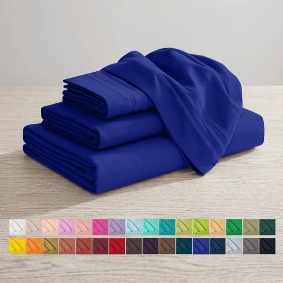 Elegant Comfort 1500 Series 4-Piece Bed Sheet Set, Deep Pocket, Queen, Royal Blue