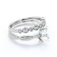thumbnail image 2 of Gorgeous Art Deco 1.75 Carat Pear Cut Diamond Moissanite Engagement Ring, One Matching Band, Twisted Band Wedding Ring in 925 Sterling Silver With 18k White Gold Plating Gift For Her Promise Ring, 2 of 3