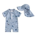 thumbnail image 6 of SGMVNU Baby Boys 1 Piece Swimsuit with Swim Cap Cartoon Print Swimwear for Summer Front Zipper Short Sleeve Swim Suit Blue-1 Size 18-24 Months, 6 of 6