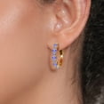 thumbnail image 3 of Gem Stone King 18K Yellow Gold Plated Silver Blue Tanzanite Hoop Earrings for Women (3.32 Cttw, Round 4MM and 1.9MM, Gemstone Birthstone 1 inch Diameter), 3 of 4