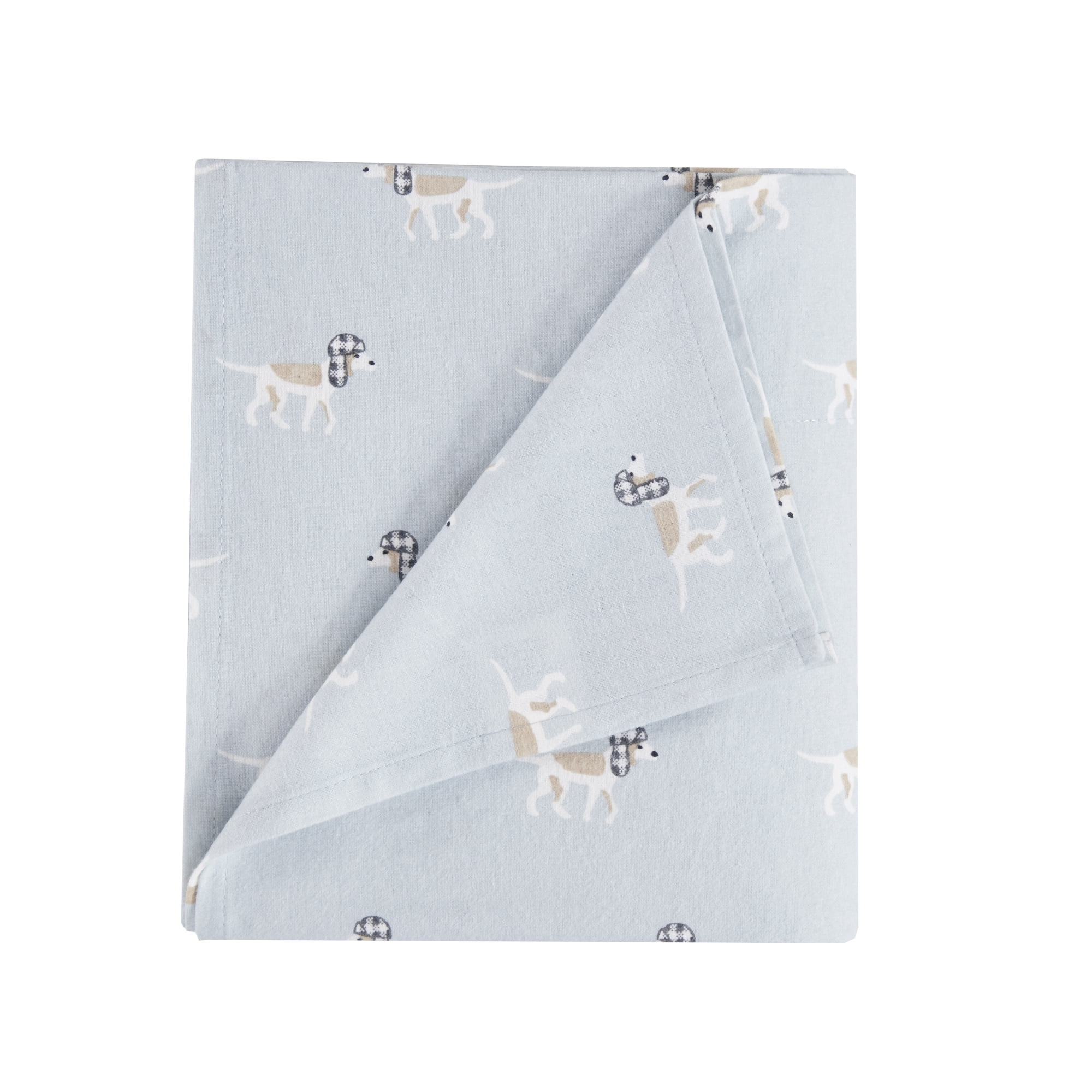 Woolrich Cotton Flannel Blue Dogs 4 Piece Sheet Set, Queen