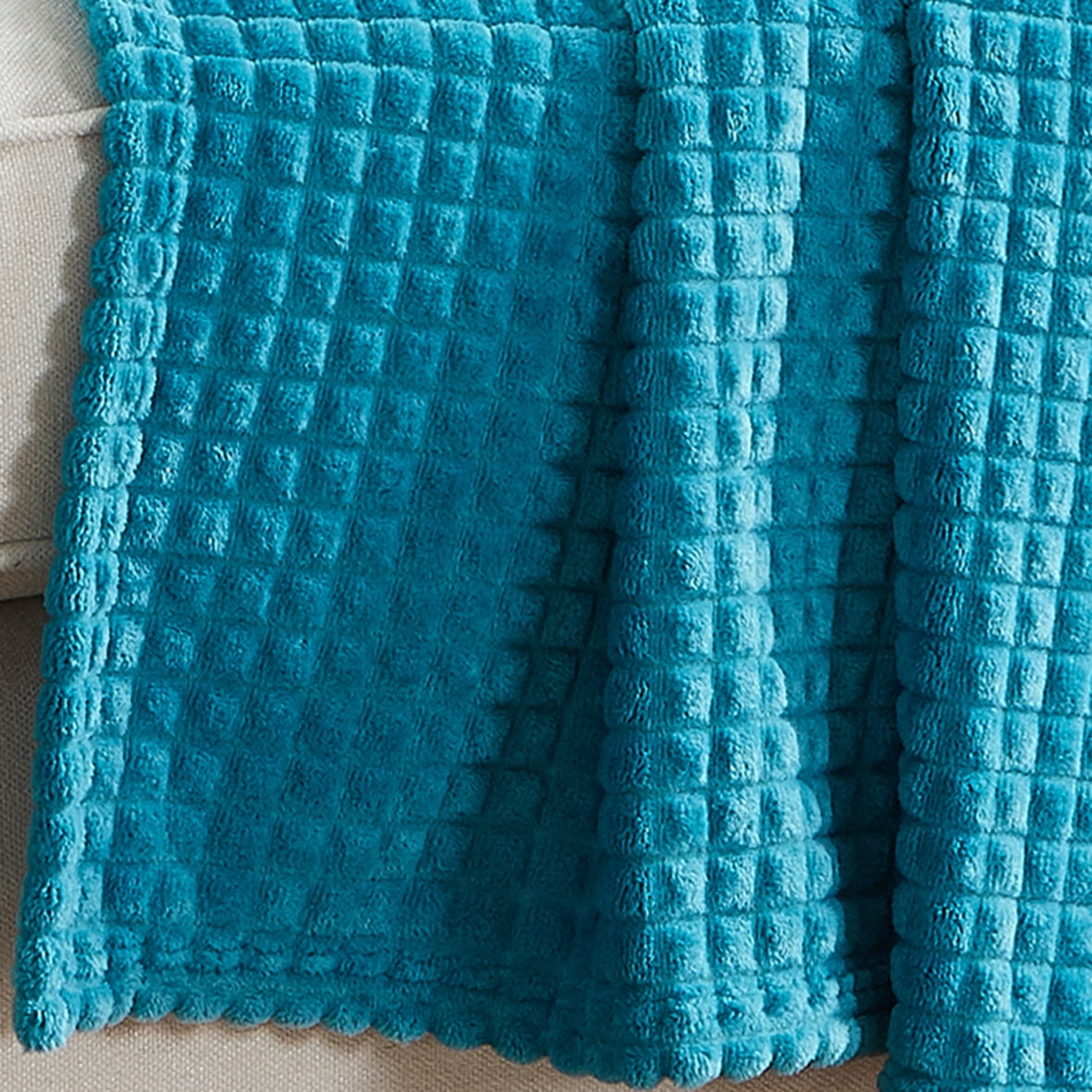 Milton Solid Plush Throw Dark Blue
