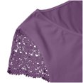 thumbnail image 4 of GigrtiJin Womens Trendy Tops Patchwork Lace Short Sleeve V Neck Solid Color Blouse Slim Comfy Tees, 4 of 6