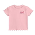 thumbnail image 5 of THDHVS Girls T Shirts,Ice Silk Ruffle Trim Round Neck Short Sleeve T-shirt Soft Breathable Casual Daily Wear for Girls,Shirts for Girls Pink 6-7 Years, 5 of 10