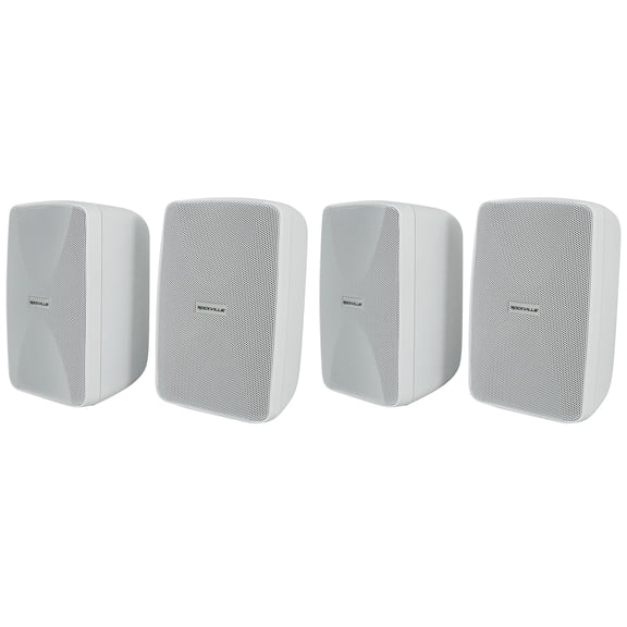 4) Rockville WET-40W 4" 70V Commercial Indoor/Outdoor Wall Speakers White Swivel