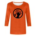 thumbnail image 4 of Heisall Women's Spring Autumn Tops 3/4 Sleeve Round Neck Casual Fashion Blouses Orange Festival Print Shirts, 4 of 4