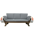 thumbnail image 5 of imerelez Outdoor Adjustable Patio Wooden Daybed Sofa Chaise Lounge with Cushions for Small Places, Brown Finish+Gray Cushion, 5 of 9