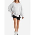 thumbnail image 2 of Women Oversized Sweatshirts Crewneck Side Slit Pullover Long Sleeve Casual Tops, 2 of 7