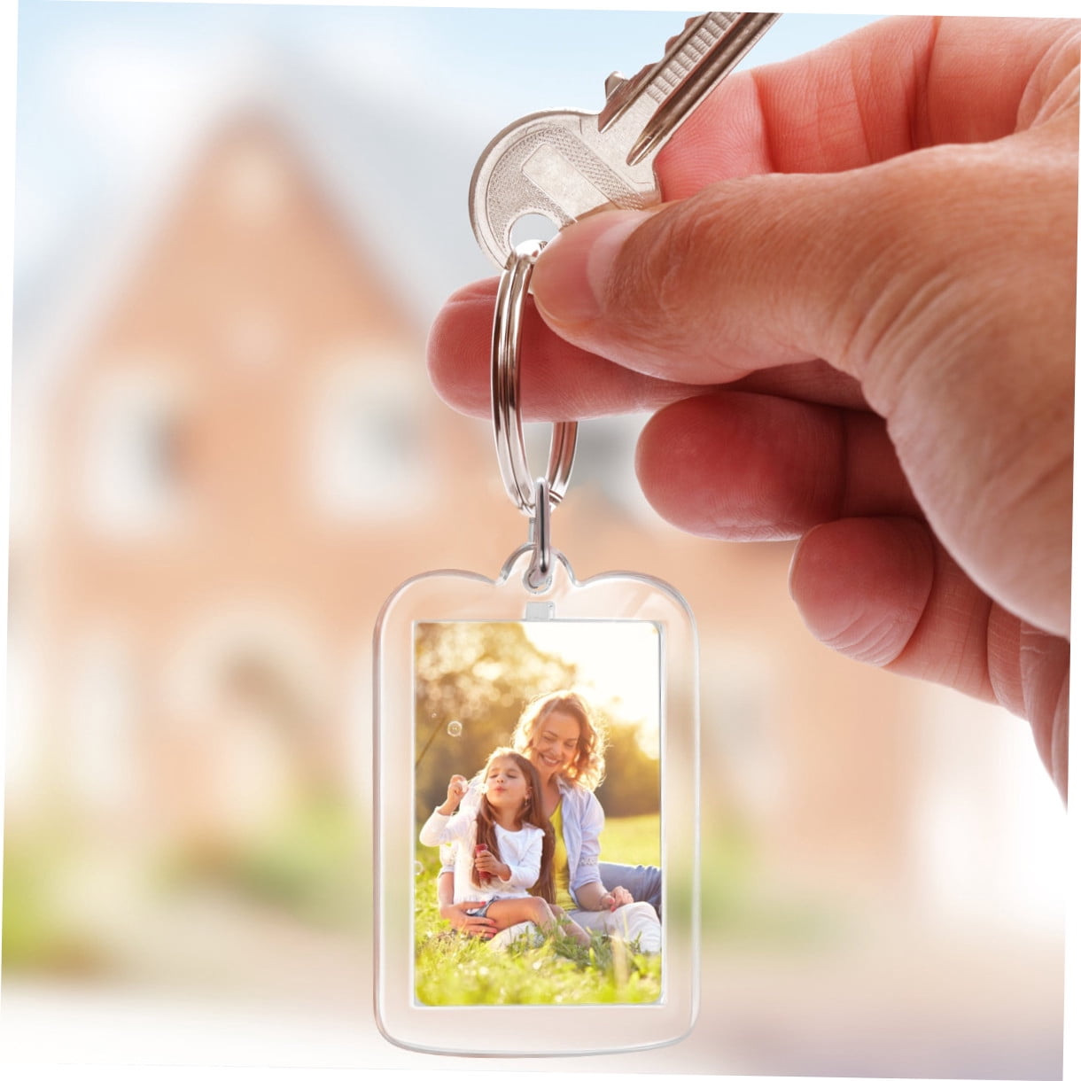 SEWOART 10-Pack Transparent Photo Insert Keychains Metal Key Gifts for Friends Keys