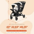 thumbnail image 3 of Baby Trend Sit N' Stand Double Stroller 2.0 DLX w/5 Point Harness, Modern Khaki, 3 of 13
