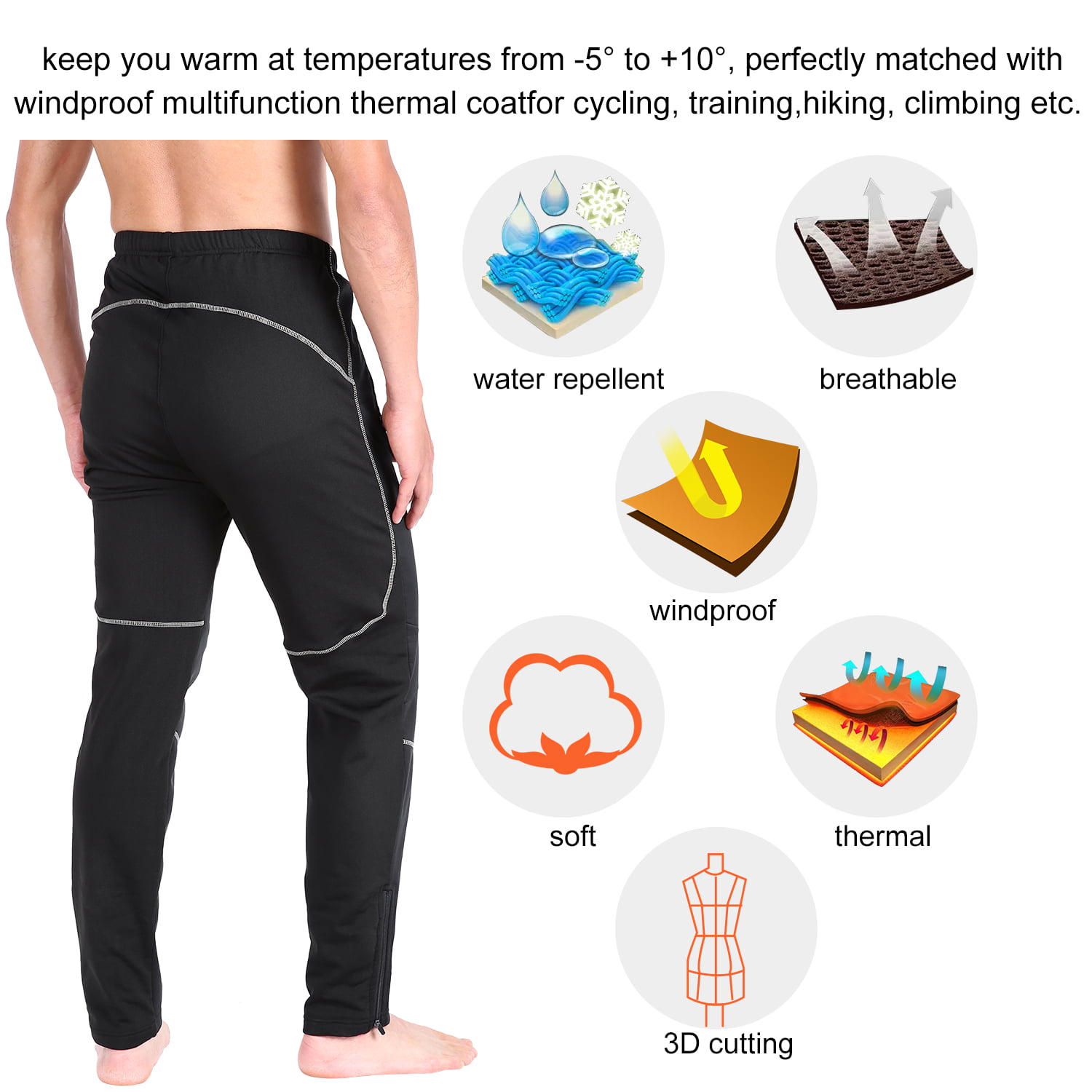 INBIKE Cycling Running Pants Mens Windproof Thermal for Outdoor Multi Sports