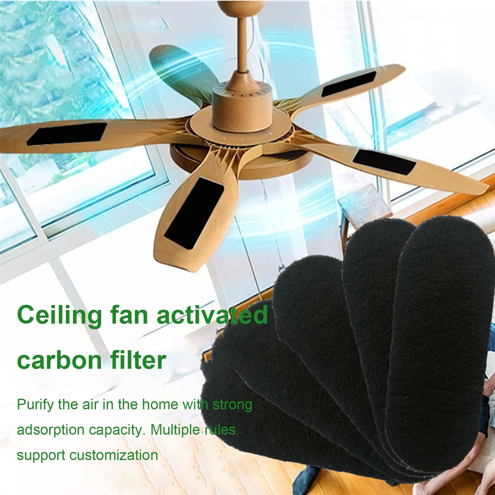 Lolmot Ceiling Fan Activated Carbon Fiber Filter Blade Fan Filter Cotton Charcoal Purifier