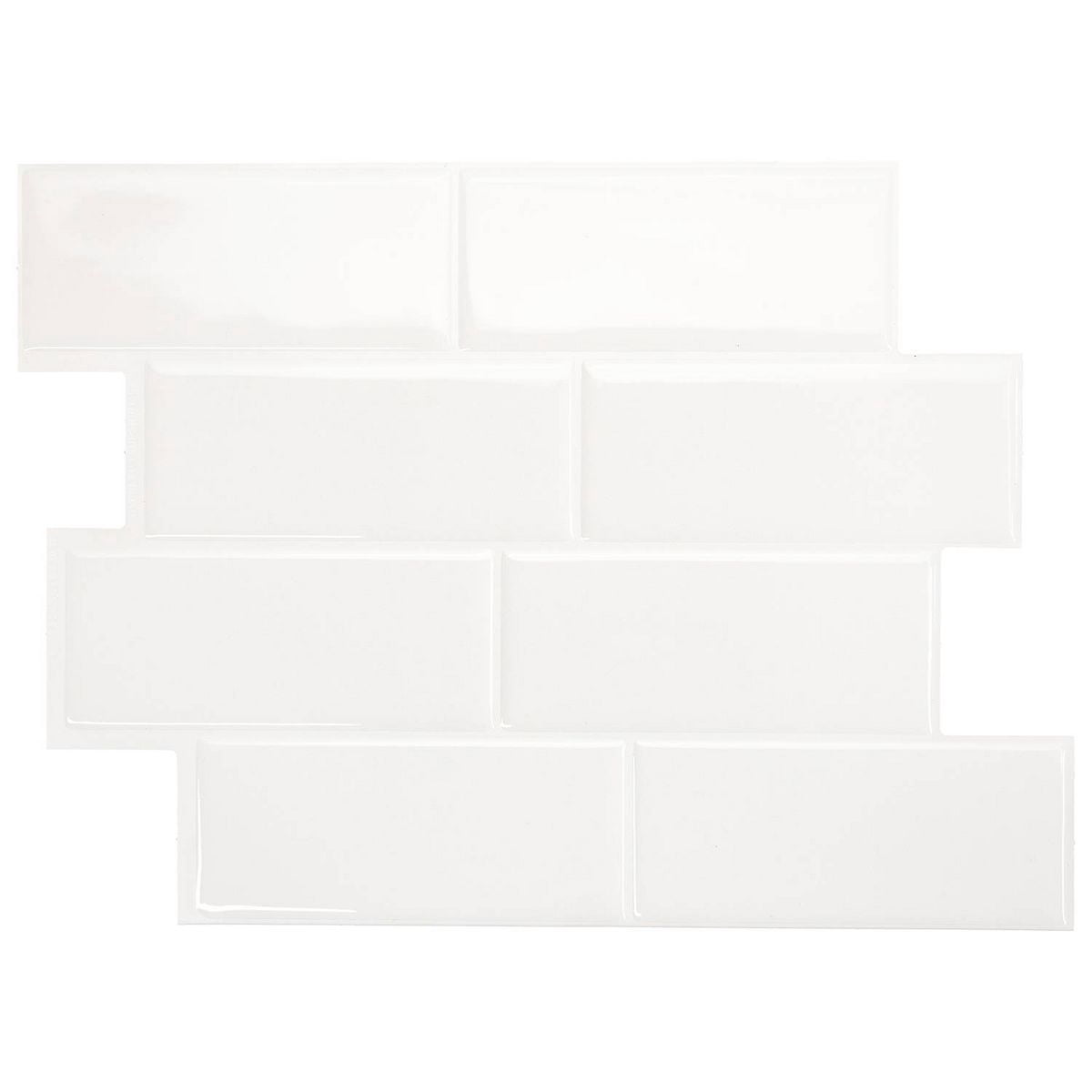 11.56'' X 8.38'' Self Adhesive 3D Peel and Stick Backsplash Tiles White: Vinyl, Classic Pattern, Peelable
