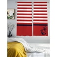 thumbnail image 4 of Vintage Anchor Texture Sheer Curtains 63 Inch Long 2 Panels, Red Stripes Geometric Classic Light Filtering Rod Pocket Curtains, Sheer Voile Drapes for Living Room Bedroom, 52"x63", 4 of 8